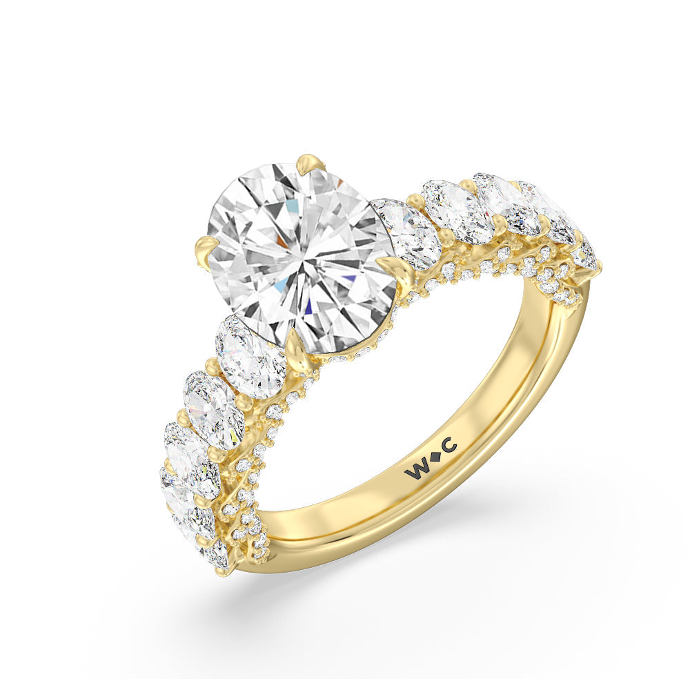 The Roosevelt Ring with Oval Cut Diamond in 14KT Yellow Gold view 4
