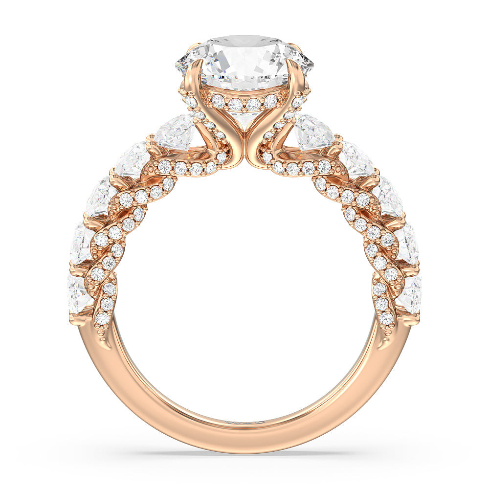 The Roosevelt Ring with Round Cut Diamond in 14KT Rose Gold view 3
