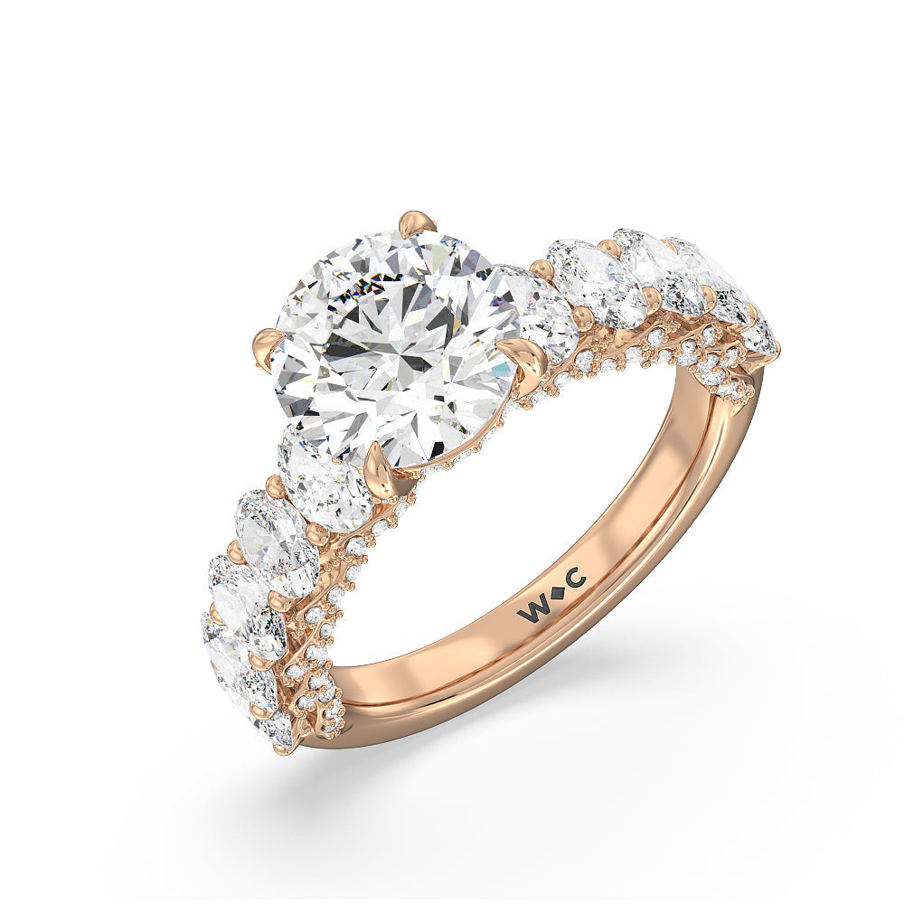 The Roosevelt Ring with Round Cut Diamond in 14KT Rose Gold view 4
