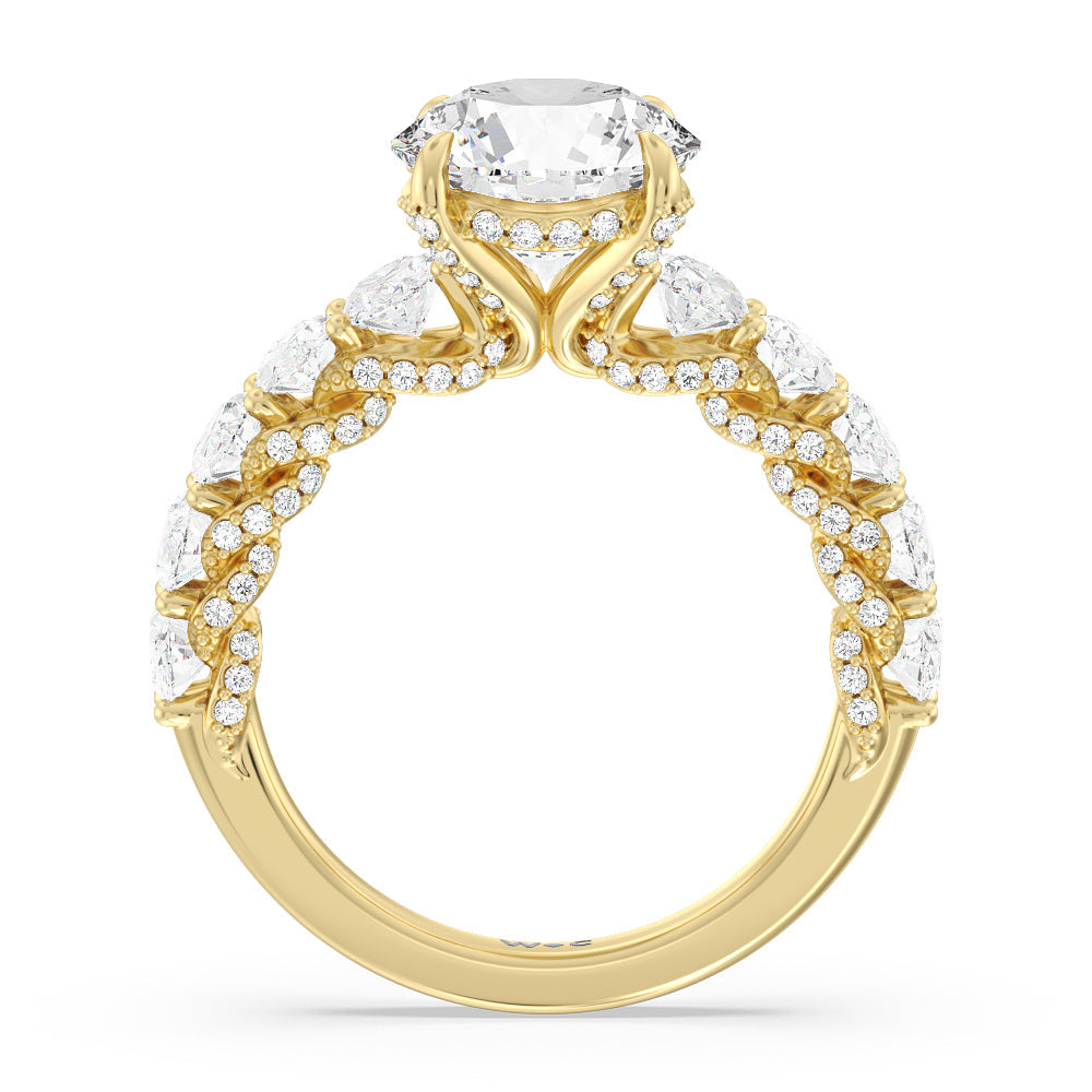 The Roosevelt Ring with Round Cut Diamond in 14KT Yellow Gold view 3
