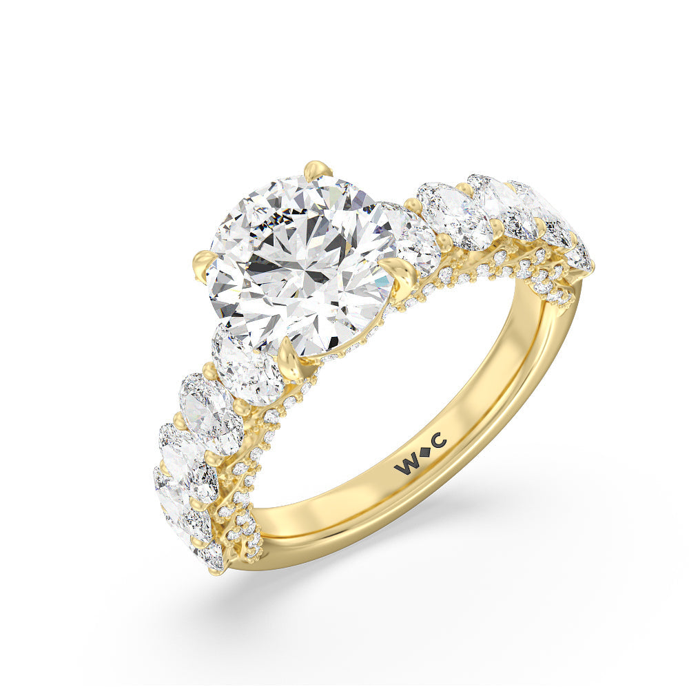 The Roosevelt Ring with Round Cut Diamond in 14KT Yellow Gold view 4
