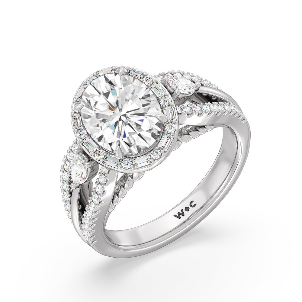 The Whitney Ring with Oval Cut Diamond in 14KT Platinum view 2
