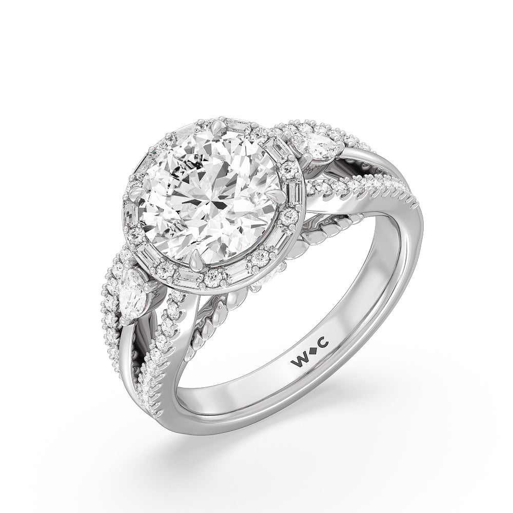 The Whitney Ring with Round Cut Diamond in 14KT Platinum view 2
