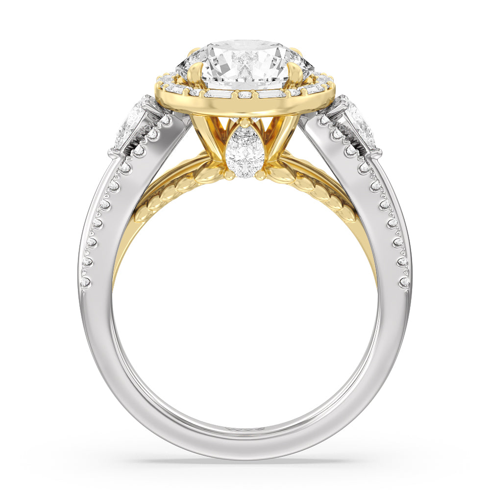 The Whitney Ring with Round Cut Diamond in 14KT White & Yellow Gold view 3
