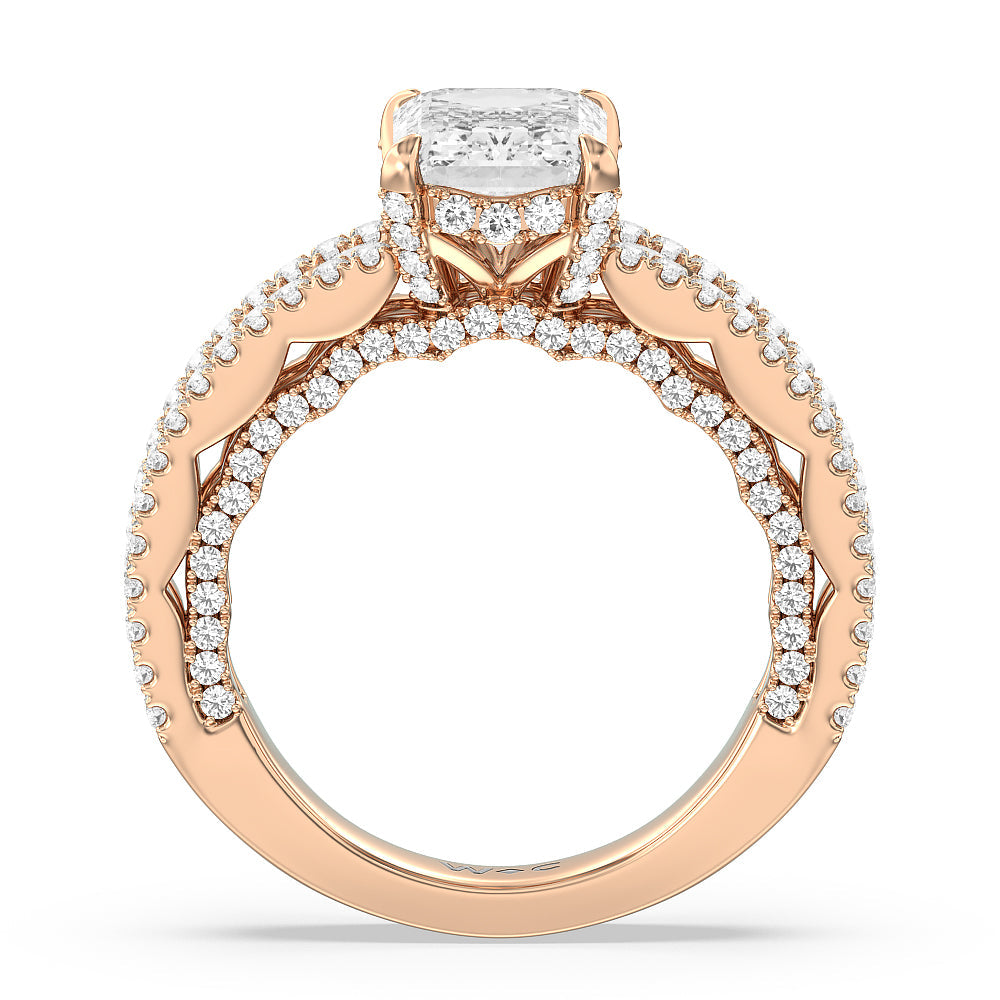 Emerald Cut The Chelsea Ring with Lab Grown Diamond in 14KT Rose Gold view 2
