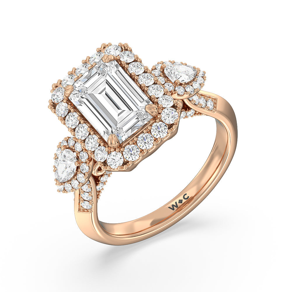 The High Line Ring with Emerald Cut Diamond in 14KT Rose Gold view 3
