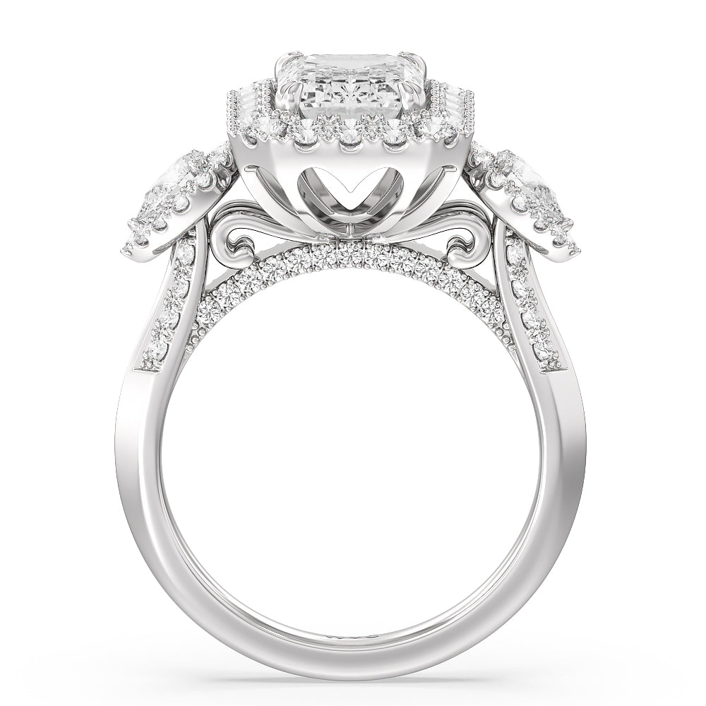 The High Line Ring with Emerald Cut Diamond in 14KT Platinum view 2
