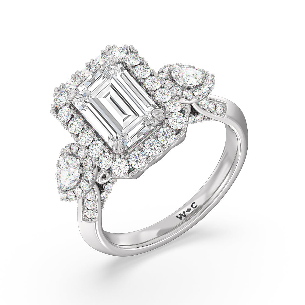 The High Line Ring with Emerald Cut Diamond in 14KT Platinum view 3

