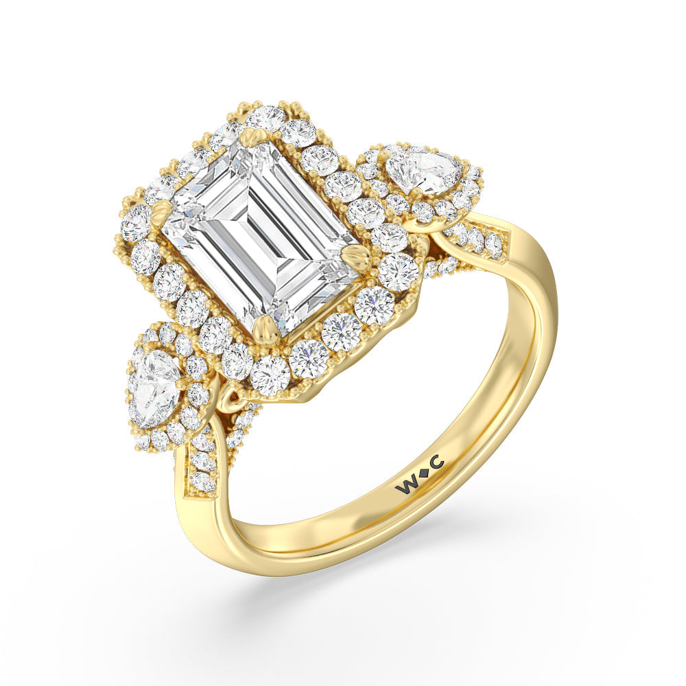 The High Line Ring with Emerald Cut Diamond in 14KT Yellow Gold view 3
