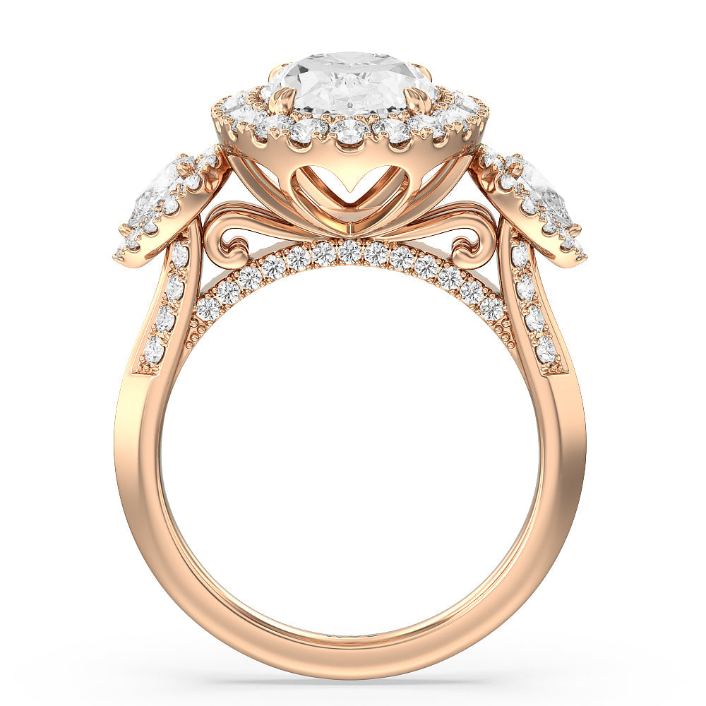 The High Line Ring with Oval Cut Diamond in 14KT Rose Gold view 2
