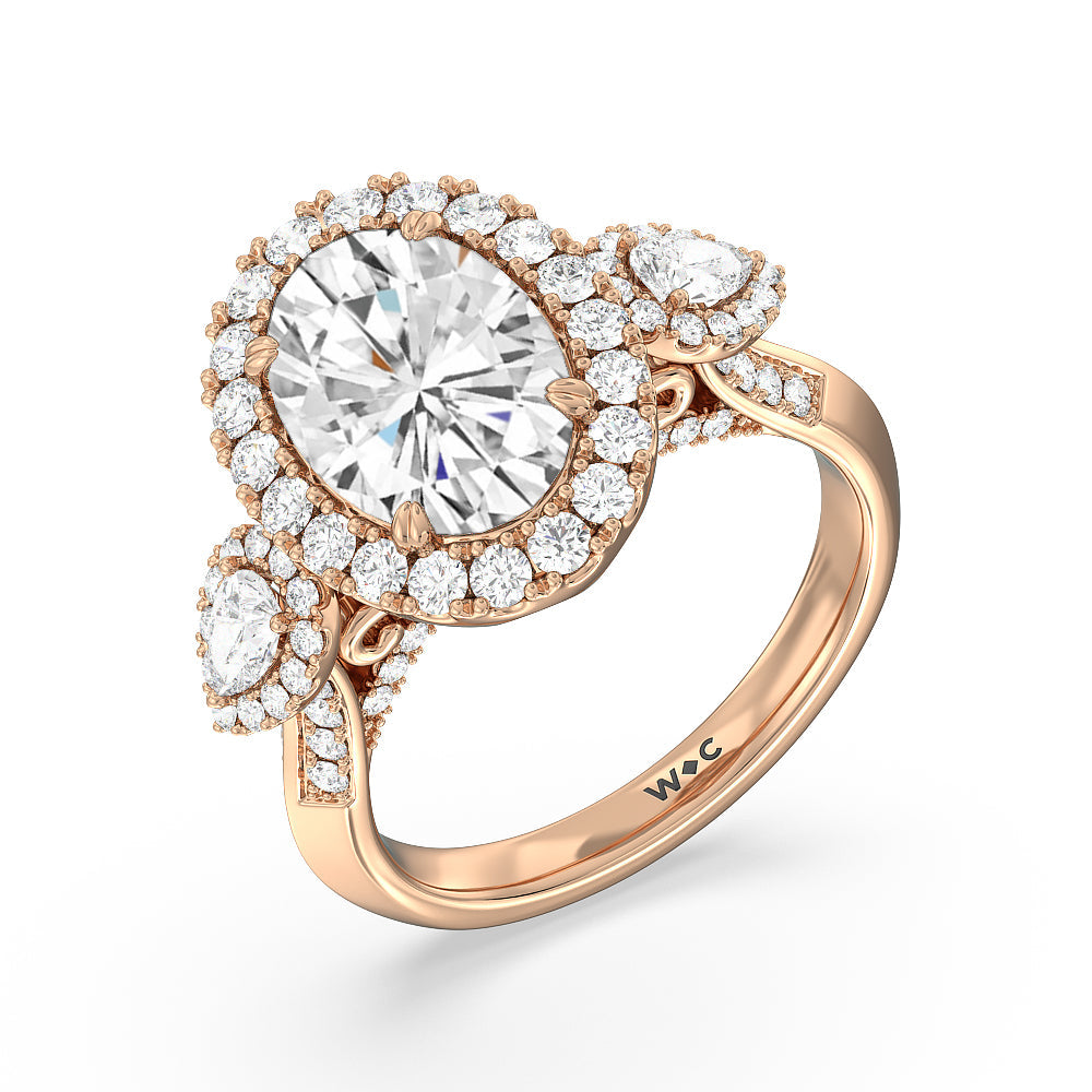 The High Line Ring with Oval Cut Diamond in 14KT Rose Gold view 3

