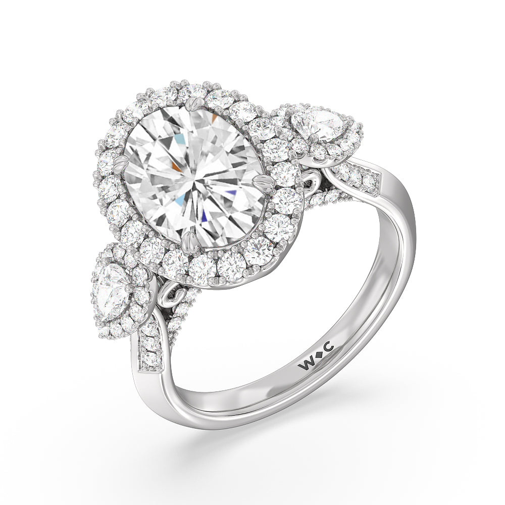 The High Line Ring with Oval Cut Diamond in 14KT Platinum view 3
