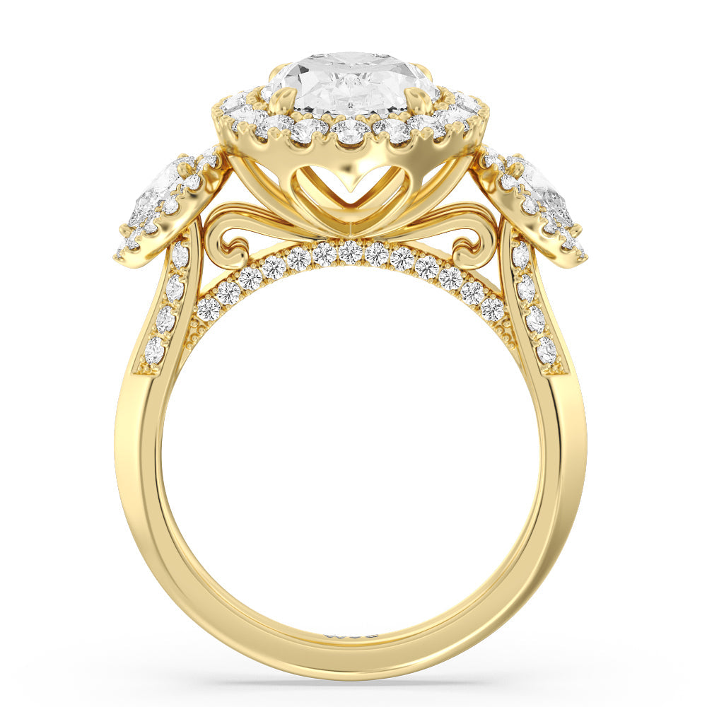 The High Line Ring with Oval Cut Diamond in 14KT Yellow Gold view 2
