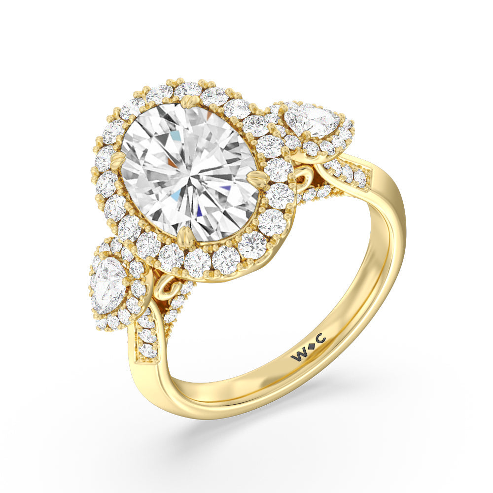 The High Line Ring with Oval Cut Diamond in 14KT Yellow Gold view 3
