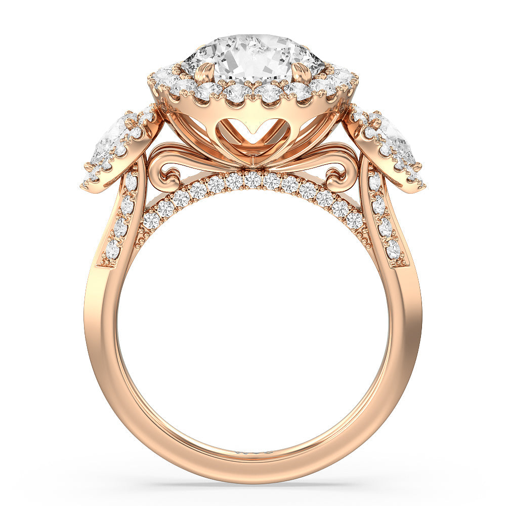 The High Line Ring with Round Cut Diamond in 14KT Rose Gold view 2

