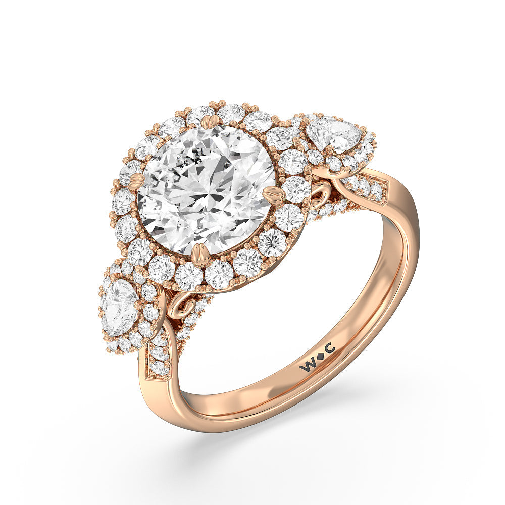 The High Line Ring with Round Cut Diamond in 14KT Rose Gold view 3
