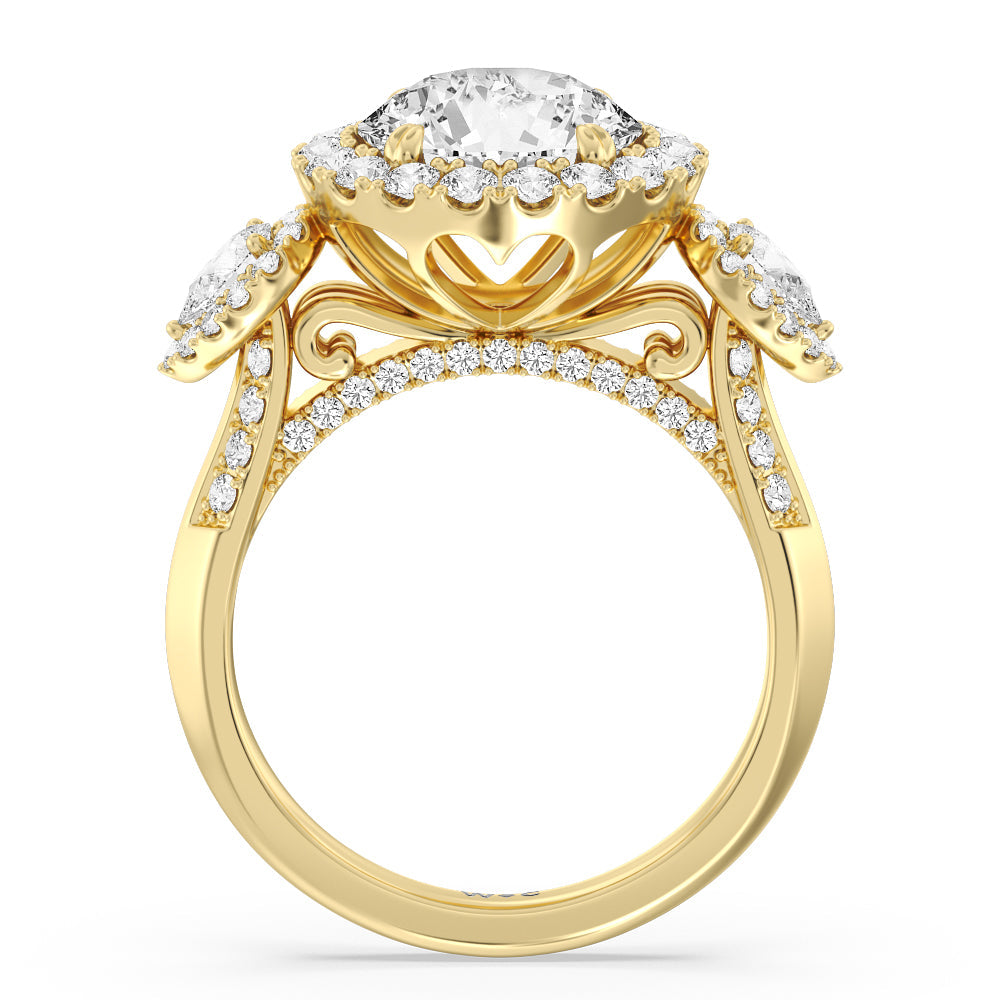 The High Line Ring with Round Cut Diamond in 14KT Yellow Gold view 2

