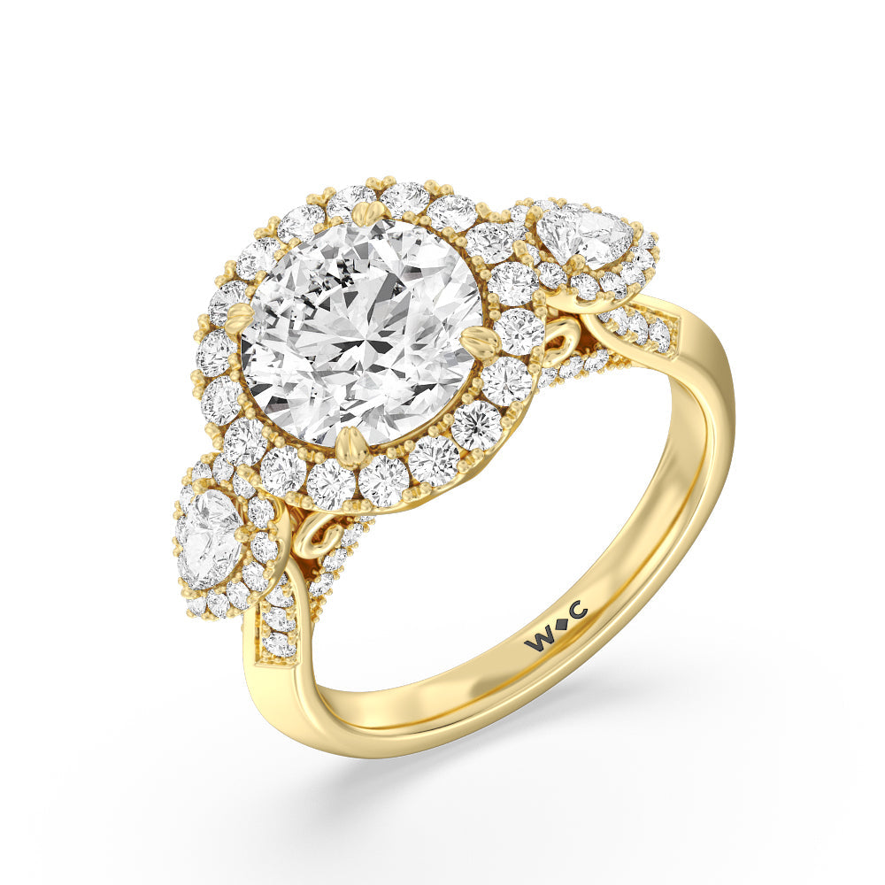 The High Line Ring with Round Cut Diamond in 14KT Yellow Gold view 3

