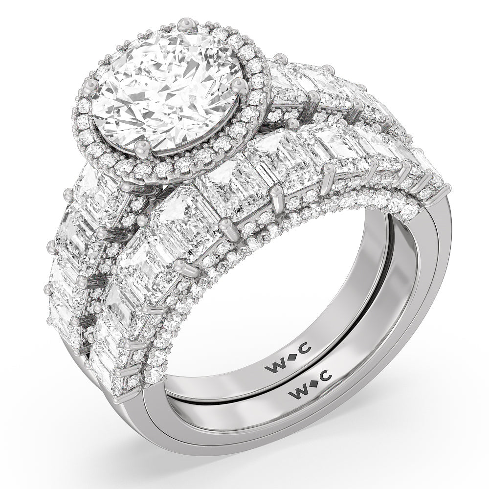 The Plaza Diamond Band with Platinum Cut Diamond in 14KT Platinum view 4
