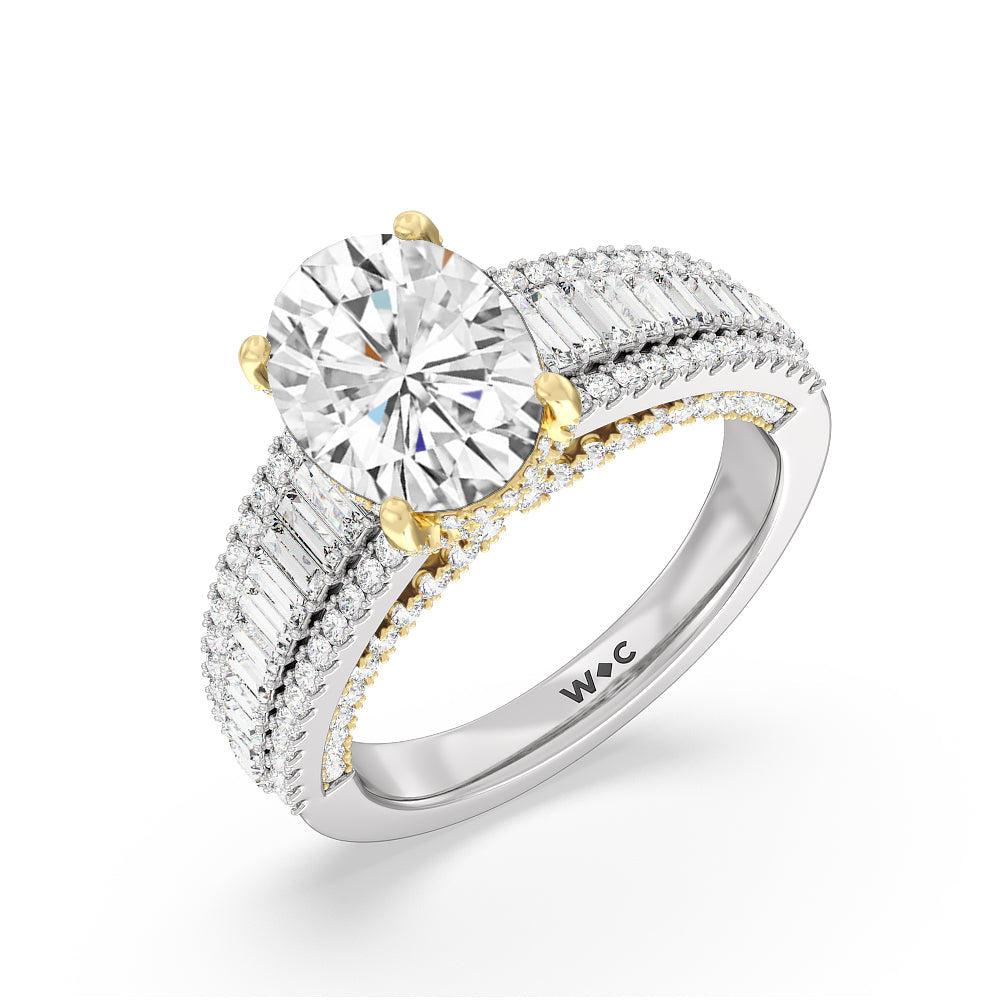 Oval Cut The Tribeca Ring with Lab Grown Diamond in 14KT White & Yellow Gold view 3

