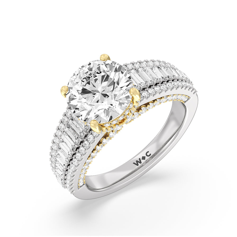 Round Cut The Tribeca Ring with Lab Grown Diamond in 14KT White & Yellow Gold view 3
