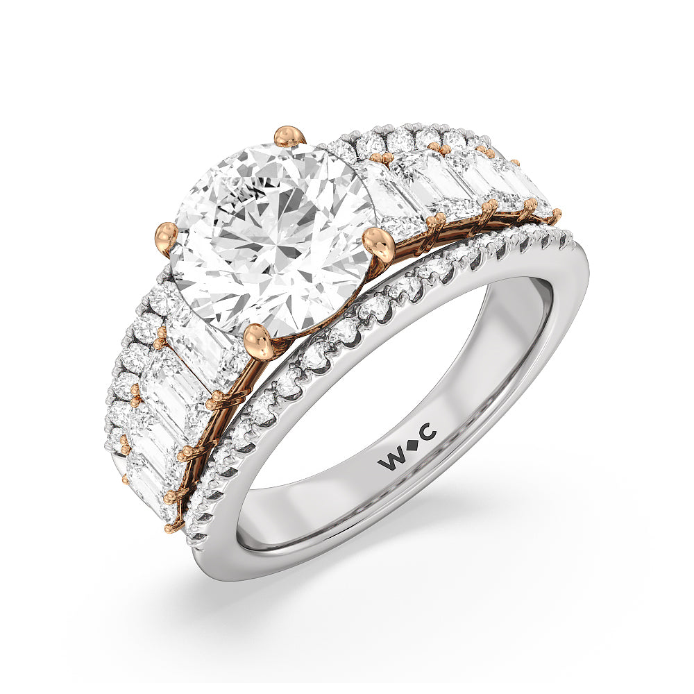 Round Cut The Skyline Ring with Lab Grown Diamond in 14KT White & Rose Gold view 3
