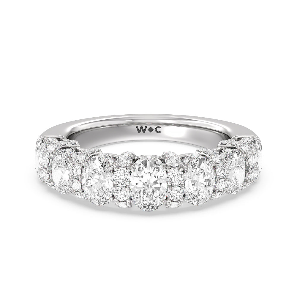 The Carnegie Diamond Wedding Band with Platinum Cut Diamond in 14KT Platinum view 1
