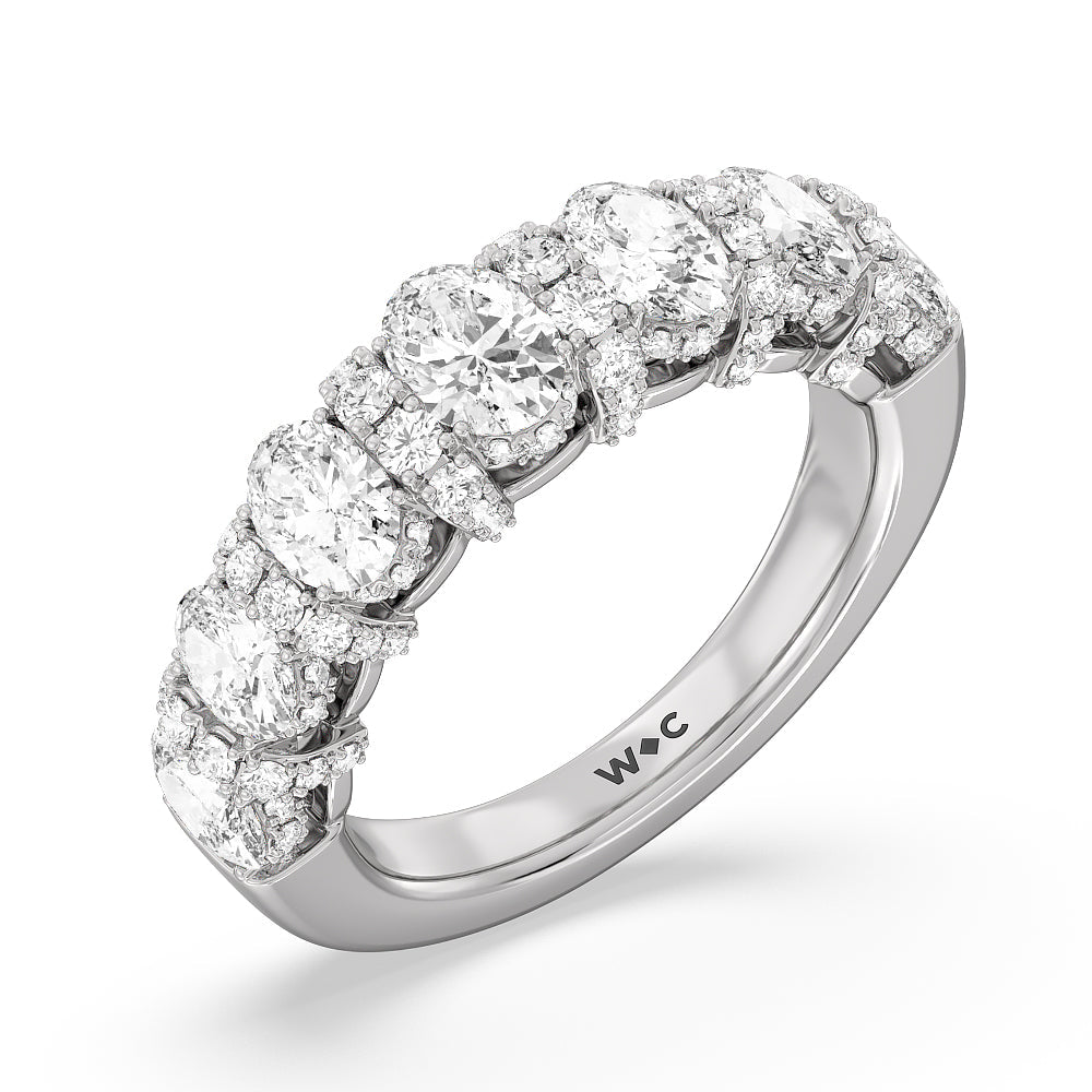 The Carnegie Diamond Wedding Band with Platinum Cut Diamond in 14KT Platinum view 4

