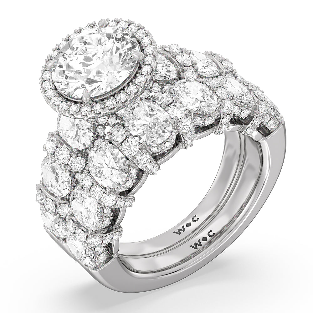 The Carnegie Diamond Wedding Band with Platinum Cut Diamond in 14KT Platinum view 3
