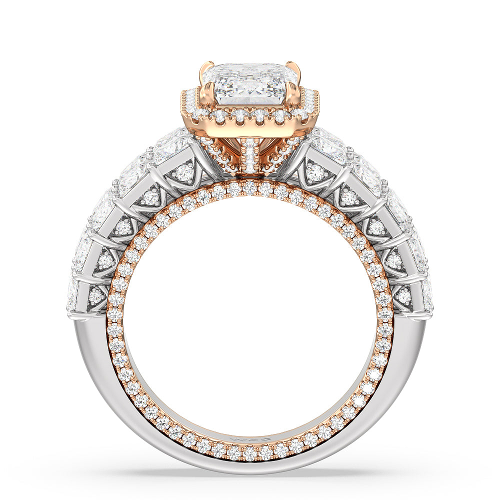 The Rockefeller Ring with Emerald Cut Diamond in 14KT White & Rose Gold view 2
