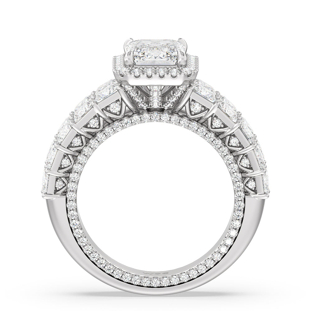 The Rockefeller Ring with Emerald Cut Diamond in 14KT Platinum view 2
