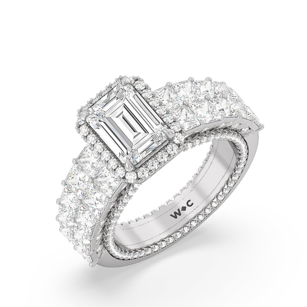 The Rockefeller Ring with Emerald Cut Diamond in 14KT Platinum view 3
