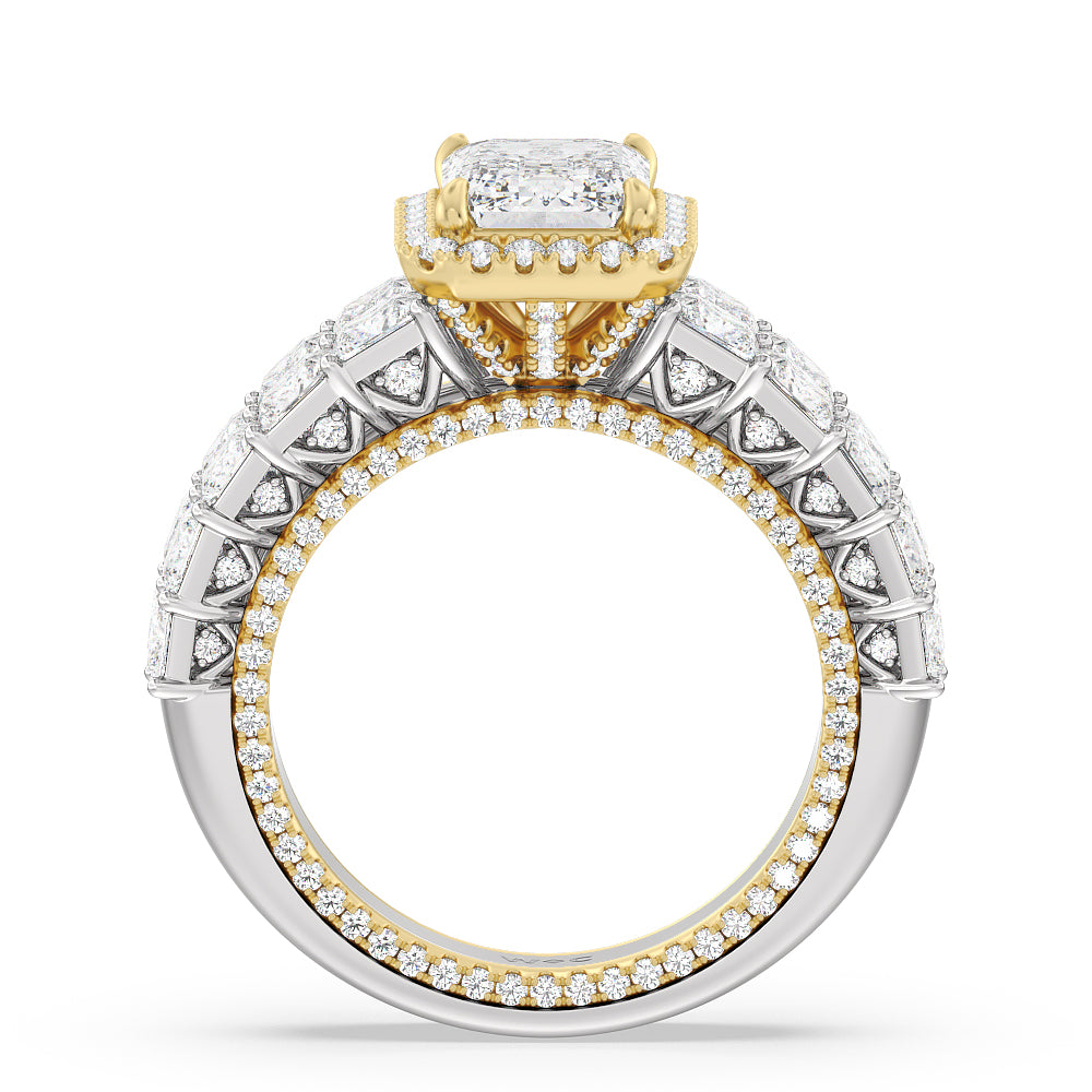 The Rockefeller Ring with Emerald Cut Diamond in 14KT White & Yellow Gold view 2
