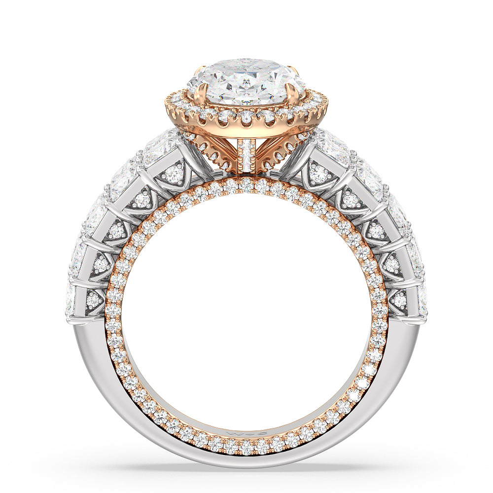 The Rockefeller Ring with Oval Cut Diamond in 14KT White & Rose Gold view 2
