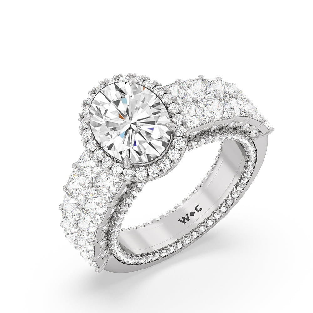 The Rockefeller Ring with Oval Cut Diamond in 14KT Platinum view 3
