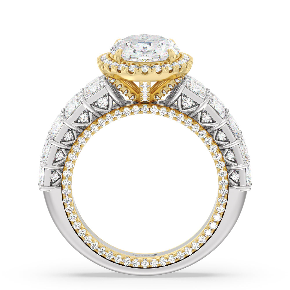 The Rockefeller Ring with Oval Cut Diamond in 14KT White & Yellow Gold view 2
