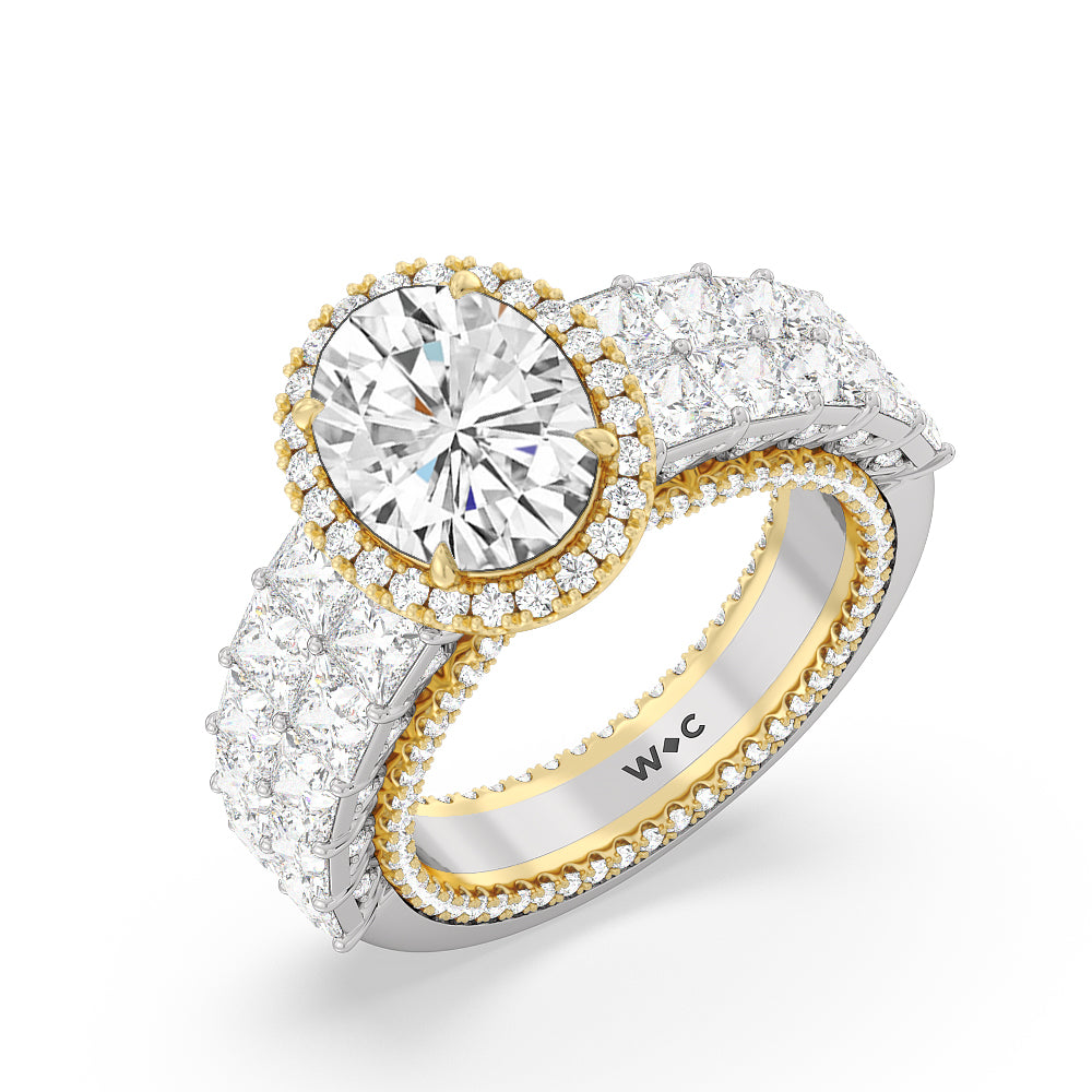 The Rockefeller Ring with Oval Cut Diamond in 14KT White & Yellow Gold view 3
