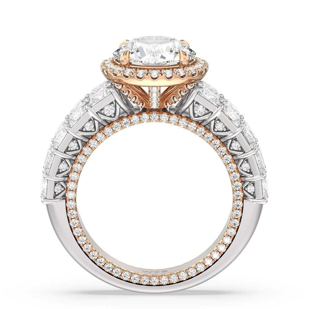 The Rockefeller Ring with Round Cut Diamond in 14KT White & Rose Gold view 2
