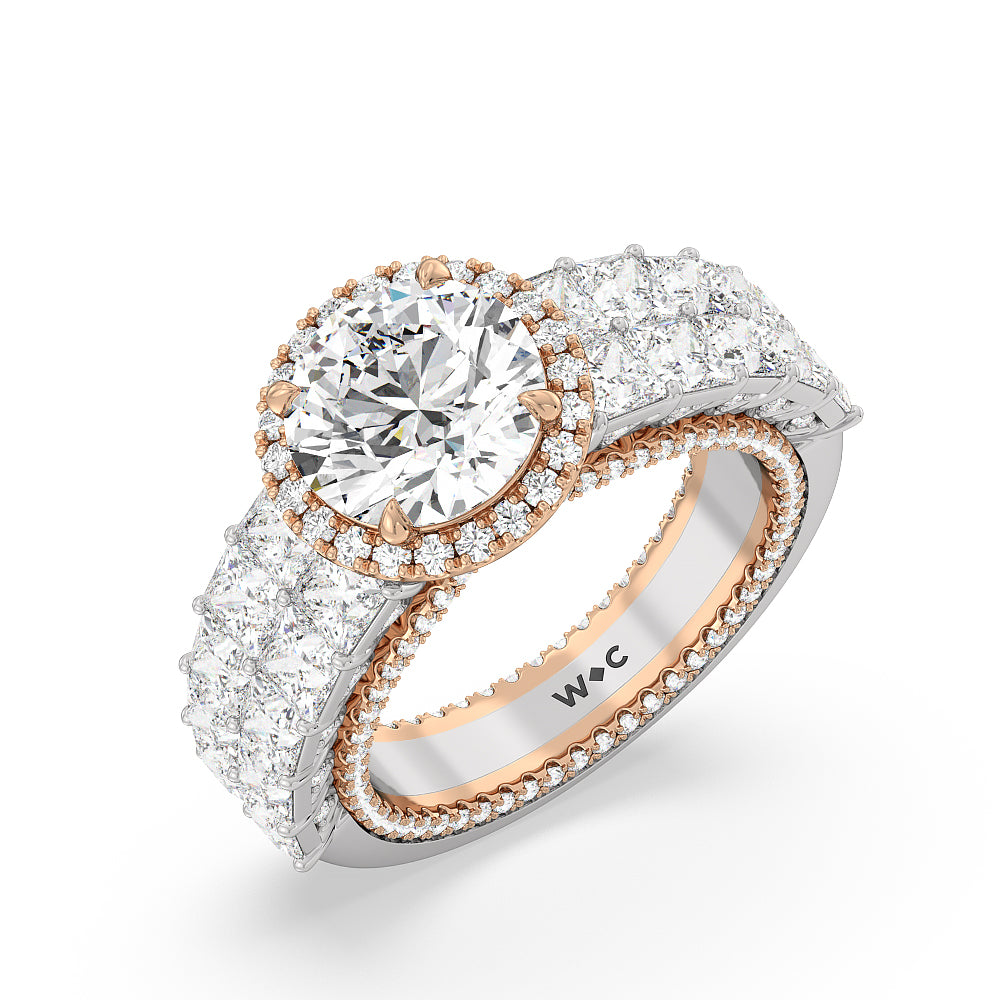 The Rockefeller Ring with Round Cut Diamond in 14KT White & Rose Gold view 3
