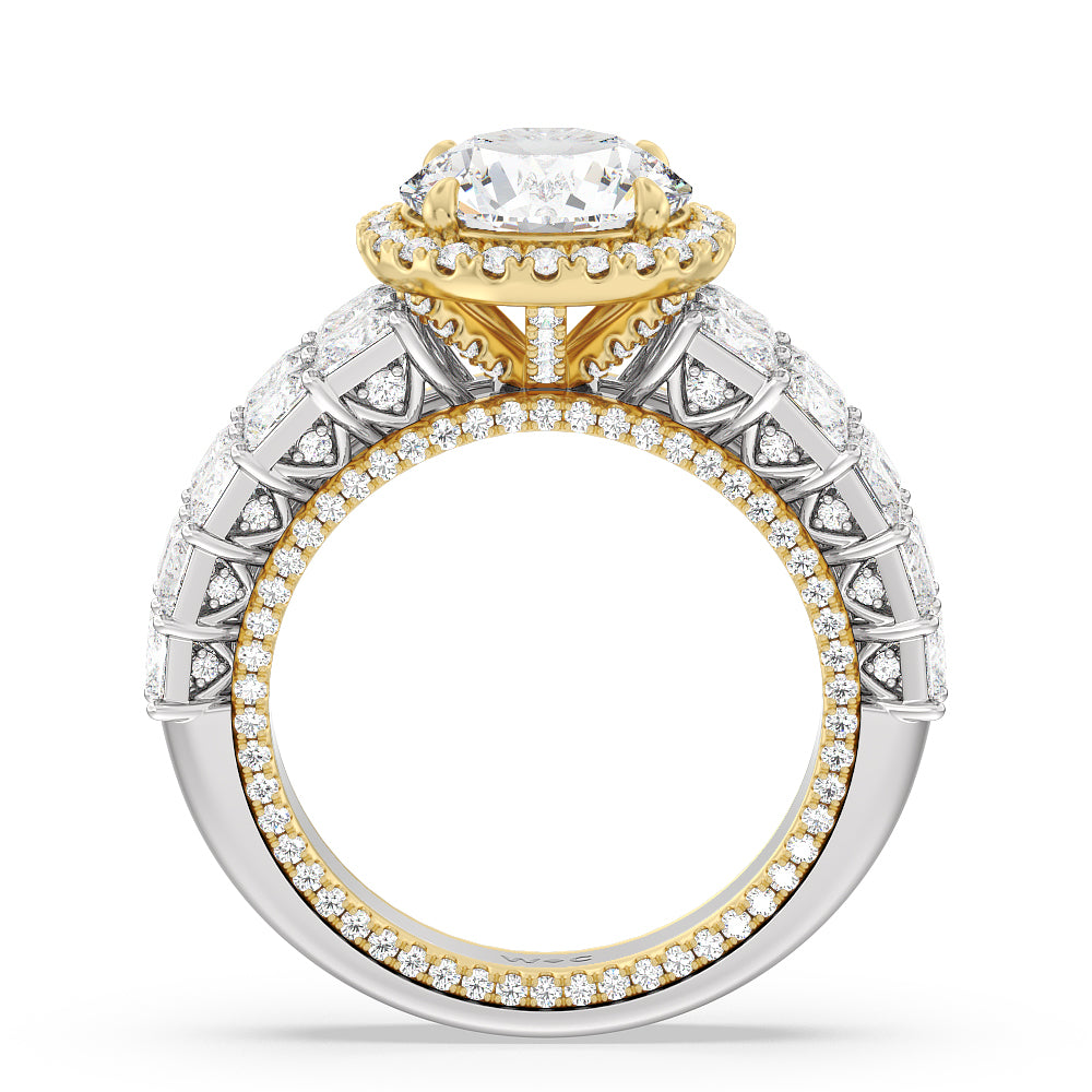The Rockefeller Ring with Round Cut Diamond in 14KT White & Yellow Gold view 2
