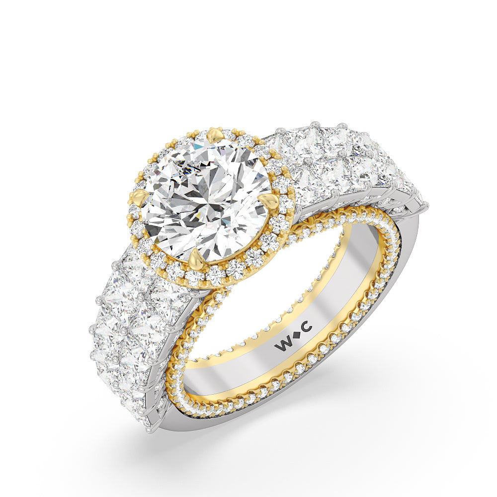 The Rockefeller Ring with Round Cut Diamond in 14KT White & Yellow Gold view 3

