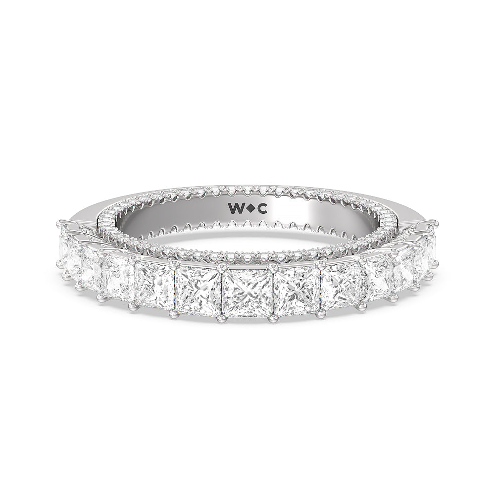 The Rockefeller Diamond Wedding Band with Platinum Cut Diamond in 14KT Platinum view 1
