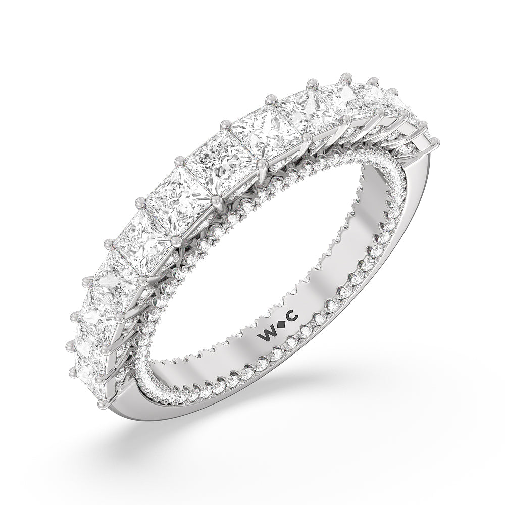 The Rockefeller Diamond Wedding Band with Platinum Cut Diamond in 14KT Platinum view 4
