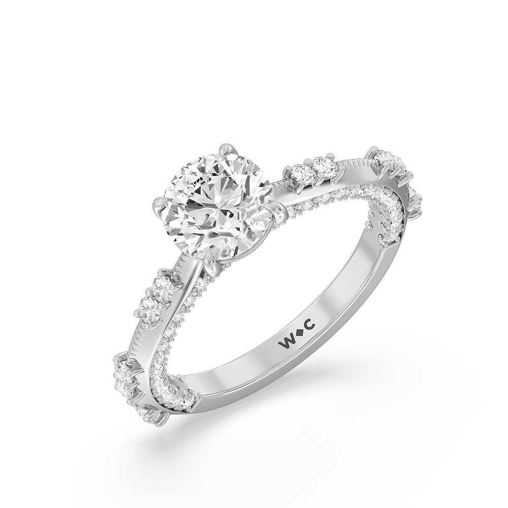 Celestia Knife Edge Milgrain Engagement Ring with Round Cut Diamond in 14KT Platinum view 3
