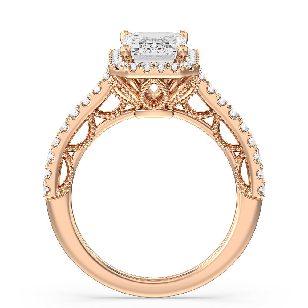 The Frick Ring with Emerald Cut Diamond in 14KT Rose Gold view 2
