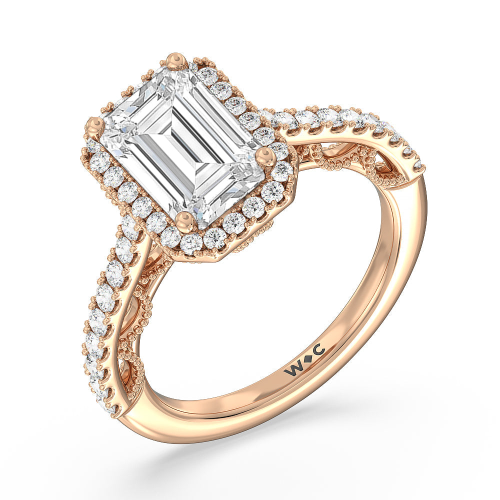 The Frick Ring with Emerald Cut Diamond in 14KT Rose Gold view 3
