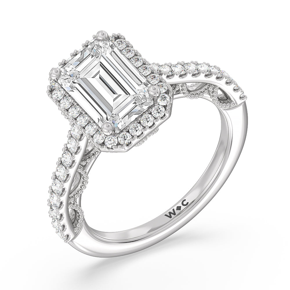 The Frick Ring with Emerald Cut Diamond in 14KT Platinum view 3
