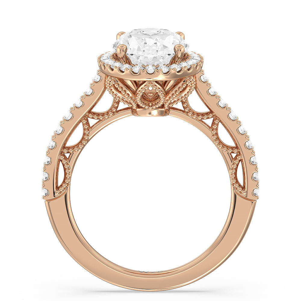 The Frick Ring with Oval Cut Diamond in 14KT Rose Gold view 3
