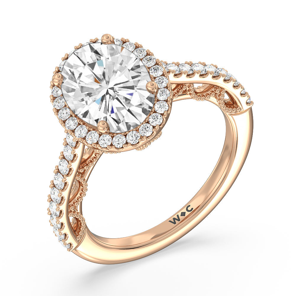 The Frick Ring with Oval Cut Diamond in 14KT Rose Gold view 4
