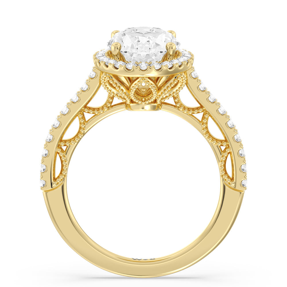 The Frick Ring with Oval Cut Diamond in 14KT Yellow Gold view 3
